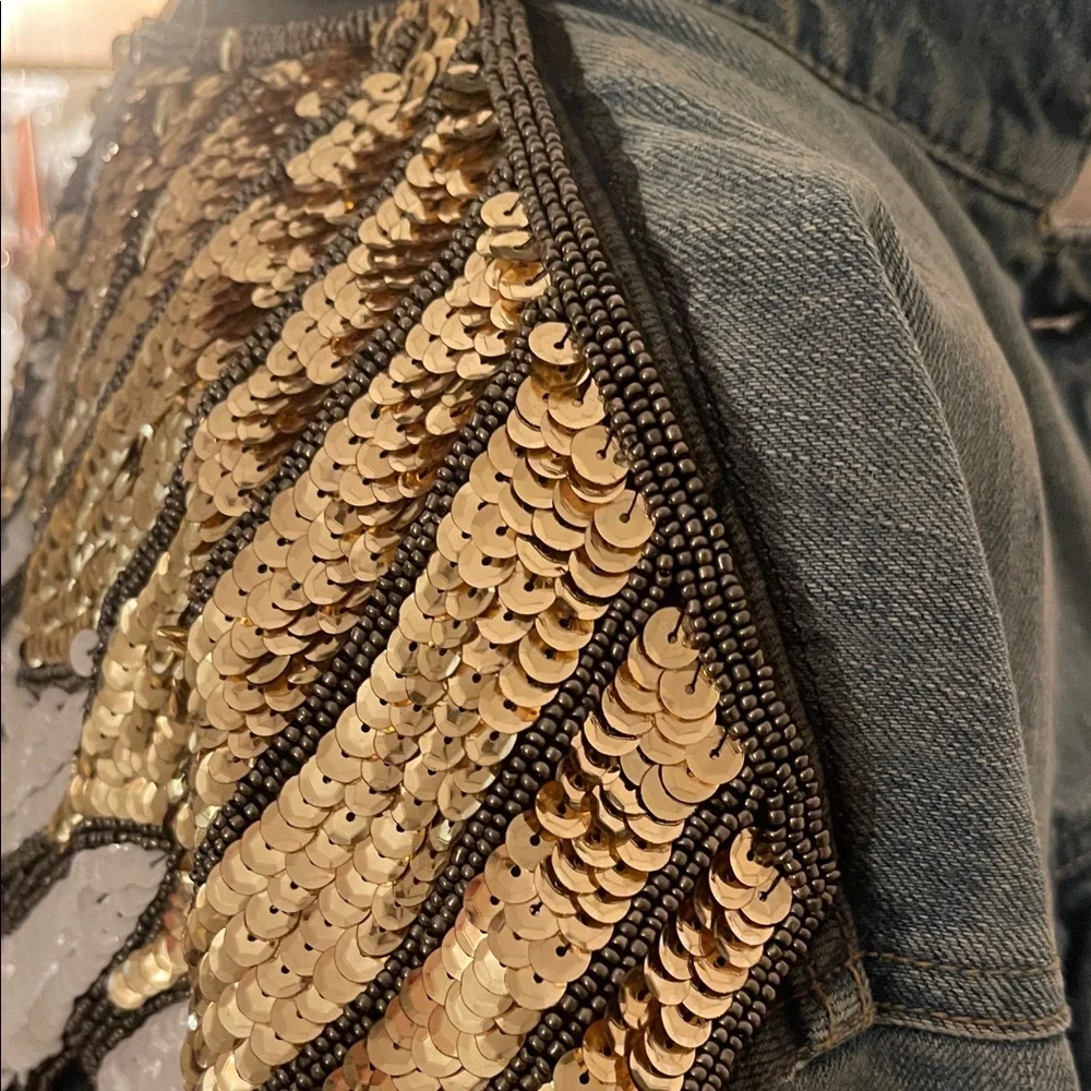 Free People Glam Edition Blue Jean Jacket - Picture 4 of 6
